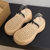 Fashion Vintage Mesh Cut-Out Closed Toe Platform Sandals Women Chunky Wedge Heel Beach Resort Slippers Summer Single Strap Outdoor Shoes