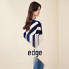 Carbony Women's 100% Wool Striped Round Neck Sweater