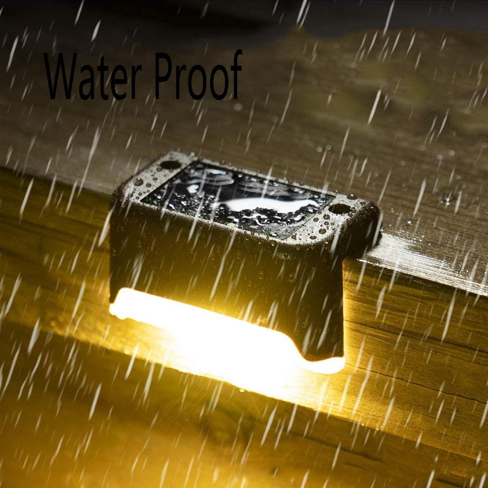 4 Pack RGB Solar Deck Lights Outdoor Waterproof LED Steps Lamps For Stairs Fence