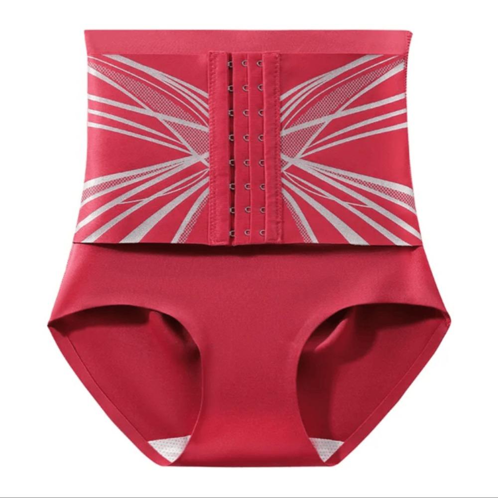 

Высокая талия Корректирующее белье для похудения с пряжкой Трусы с утягивающим эффектом Бесшовные трусики для женщин Коррекция фигуры XXL красный