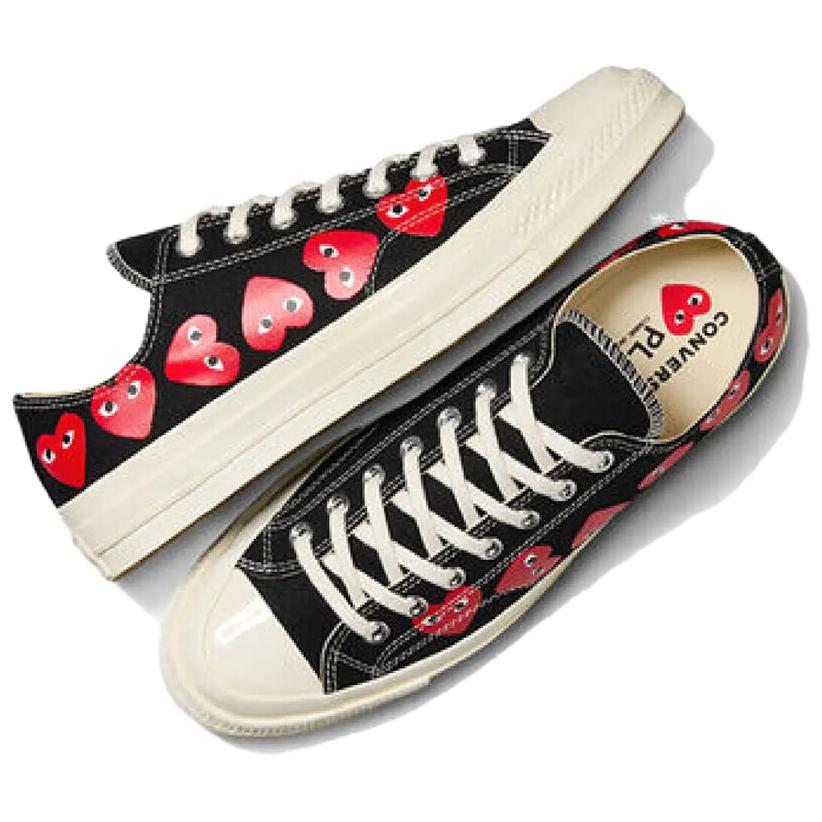 Converse Comme des Garçons PLAY x Chuck 70 Low Multi Cuore - Sneakers Unisex Nere Rosso Ad Alto Rischio Egret A08149C