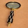 Brass Magnifying Glass with Black White Inlay Handle Nautical Desk Decor