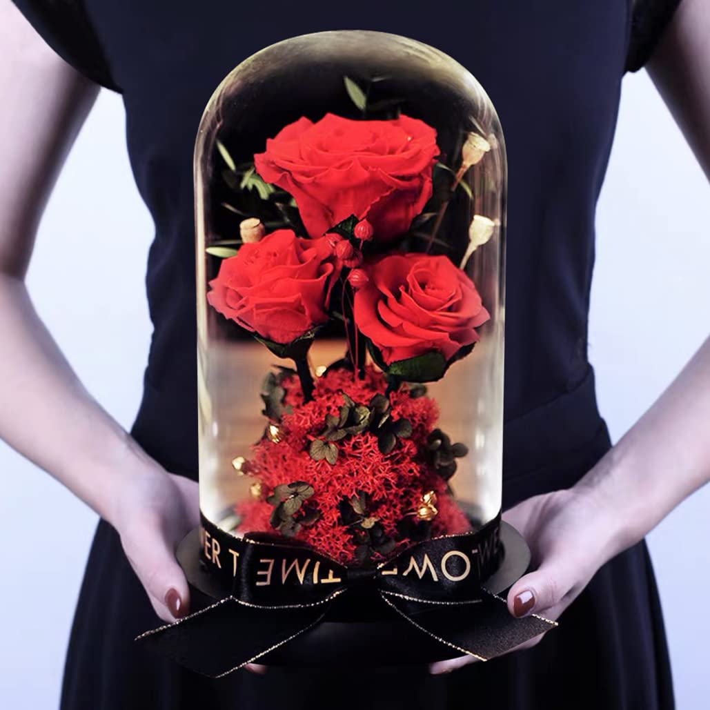 

Сохраненное вечное свадебное стекло, сохраненный цветок, сухоцветы, которые никогда 70-я 77-я свадьба новые получить красный YKFN цветы, подарки, цветы, годовщина,