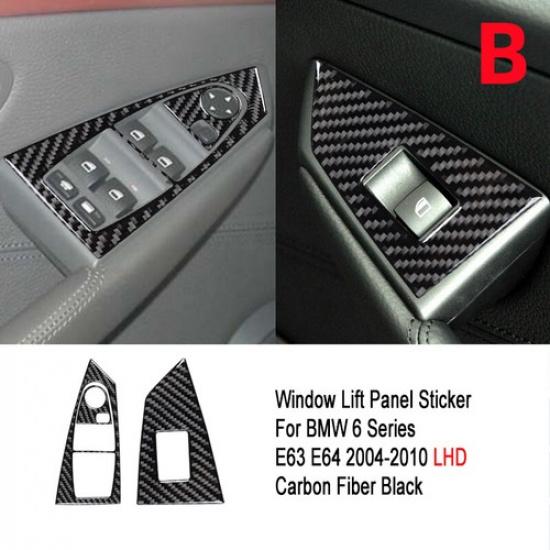 Carbon Fiber Window Lift Switch Interior Trim For BMW 6 650i 645Ci E63 2004-10
