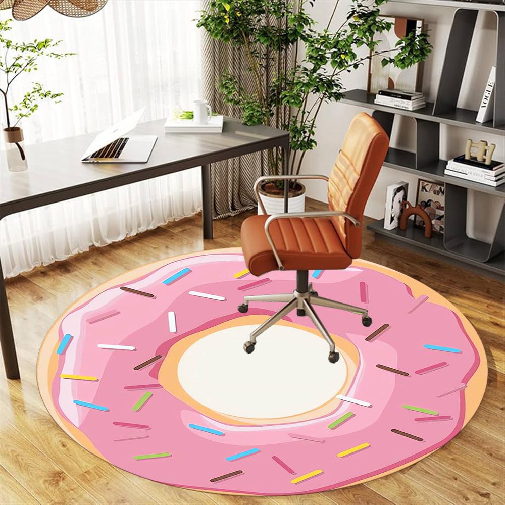 1pc Donut Round Chair mat Area Rug - Non-Slip, Floor Mat for Office, Bedroom, home decor Christmas Gift p0811302