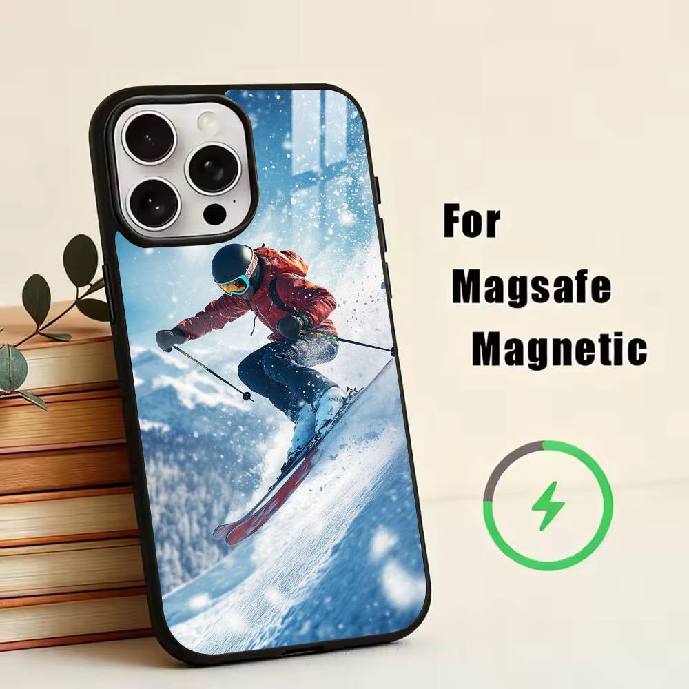 Snow Snowboard Ski -SS Phone Case For iPhone17,16,15,14,13,12,11 Plus,Pro Magnetic with Magsafe Wireless Charging