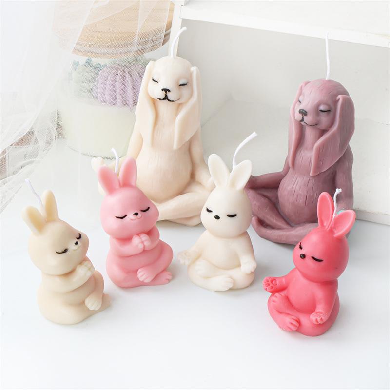 Yoga Animal Silicone Mold 3D Pug Prayer Meditating Rabbit Mould Praying Turtle DIY Mold Scented Candle Pet Plaster Resin Mold