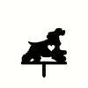 Happy Dog Garden Stake Iron Art Silhouette Metal Yard Sign Creative Outdoor Courtyard Garden Decoration for Pet Commemoration