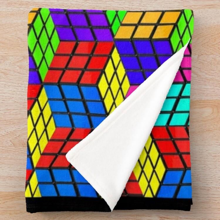 Color Rubik'S Cube Pattern Flannel Blanket Digital Printing Blanket Bedspread Leisure Sofa Blanket