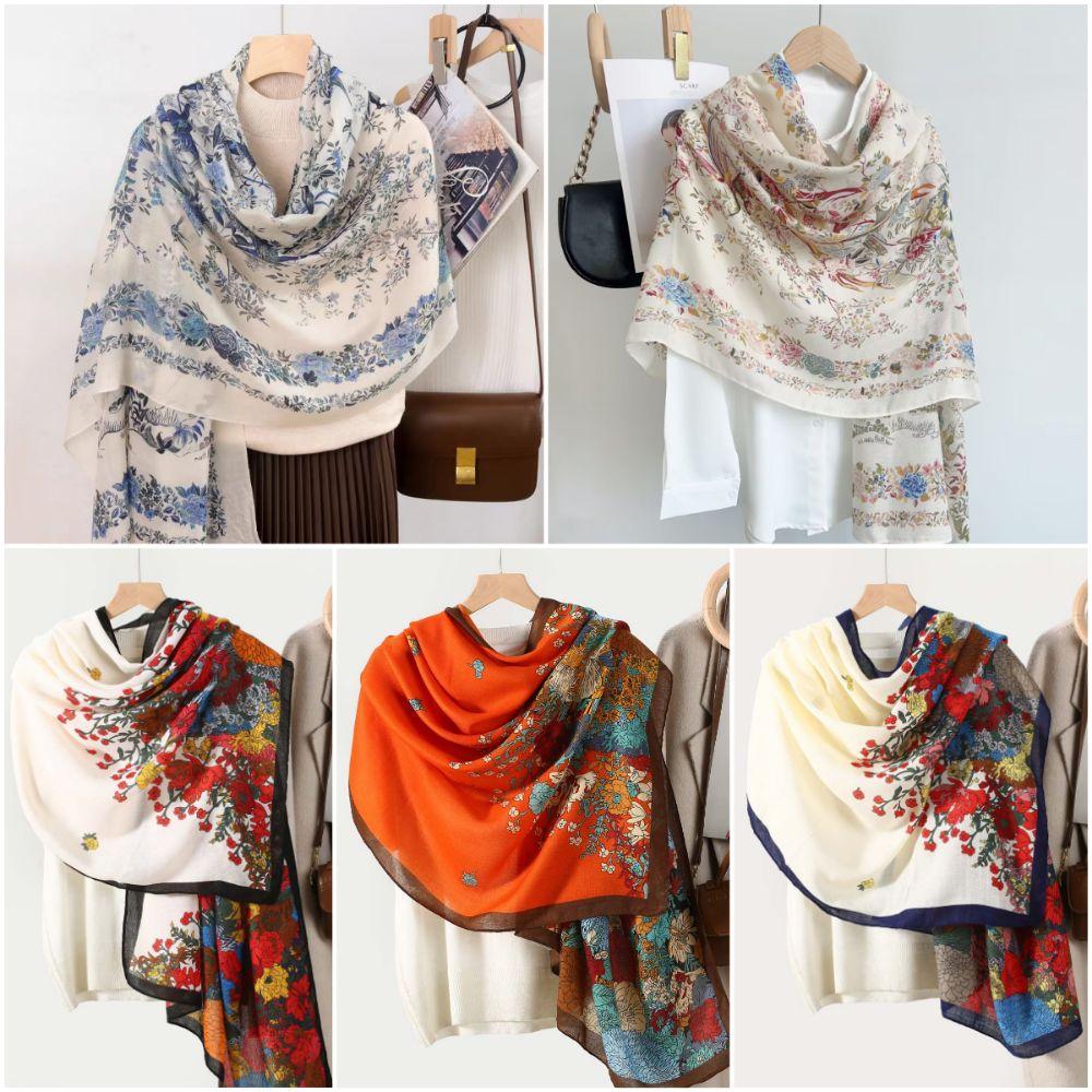 Sun-proof Silk Scarf Double Sides Large Scarves Elegant Sunscreen Shawl  Women