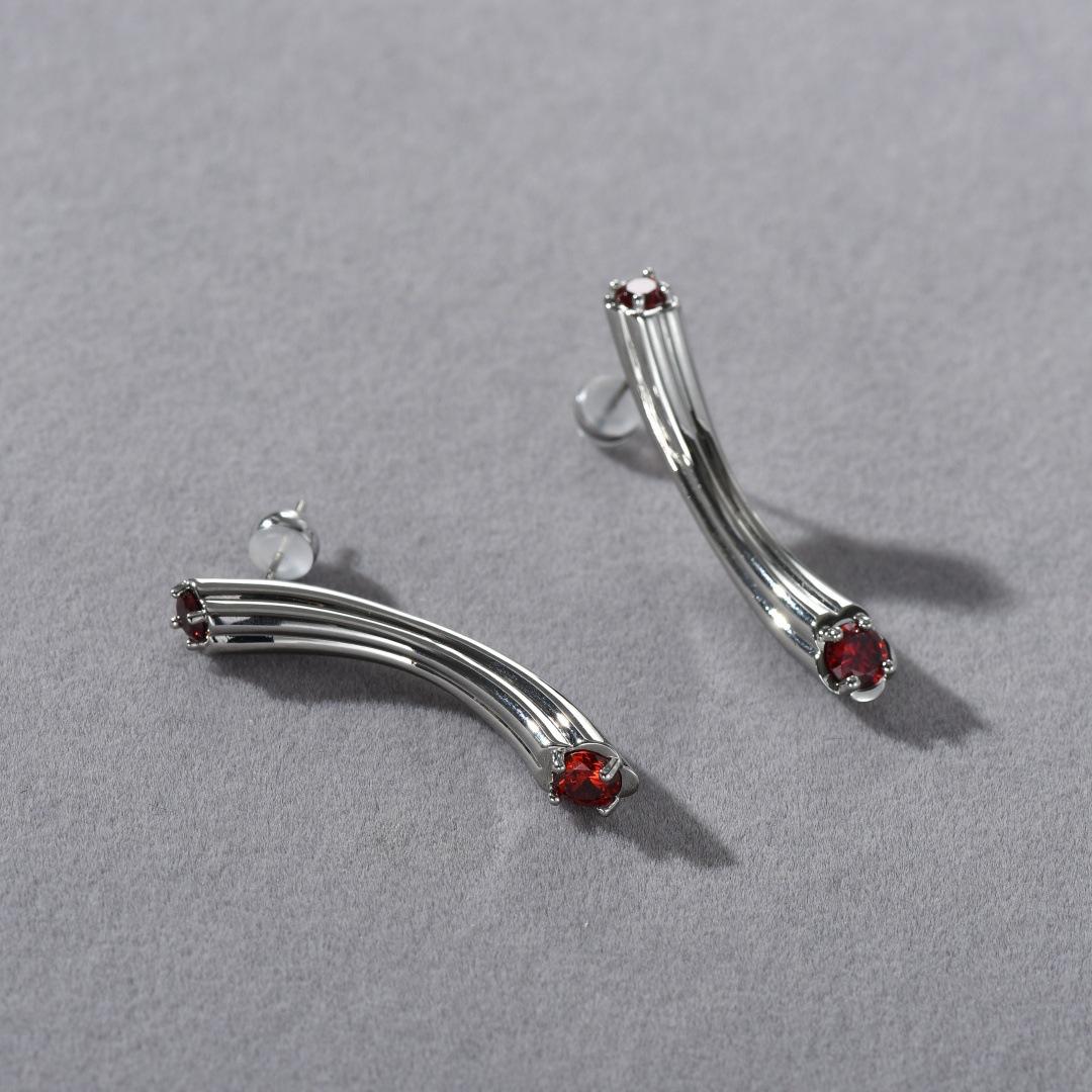 Персонализированные Высококачественные Металлические Популярные Полосатые Изогнутые Штанги Серьги-Гвоздики для Бровей Вставленные Цирконы Серьги-Гвоздики Серьги из Серебра S925 Уникальные Серьги