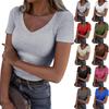 Dames Zomer Slim-Fit Sexy Casual V-hals Korte Mouw T-shirt Top
