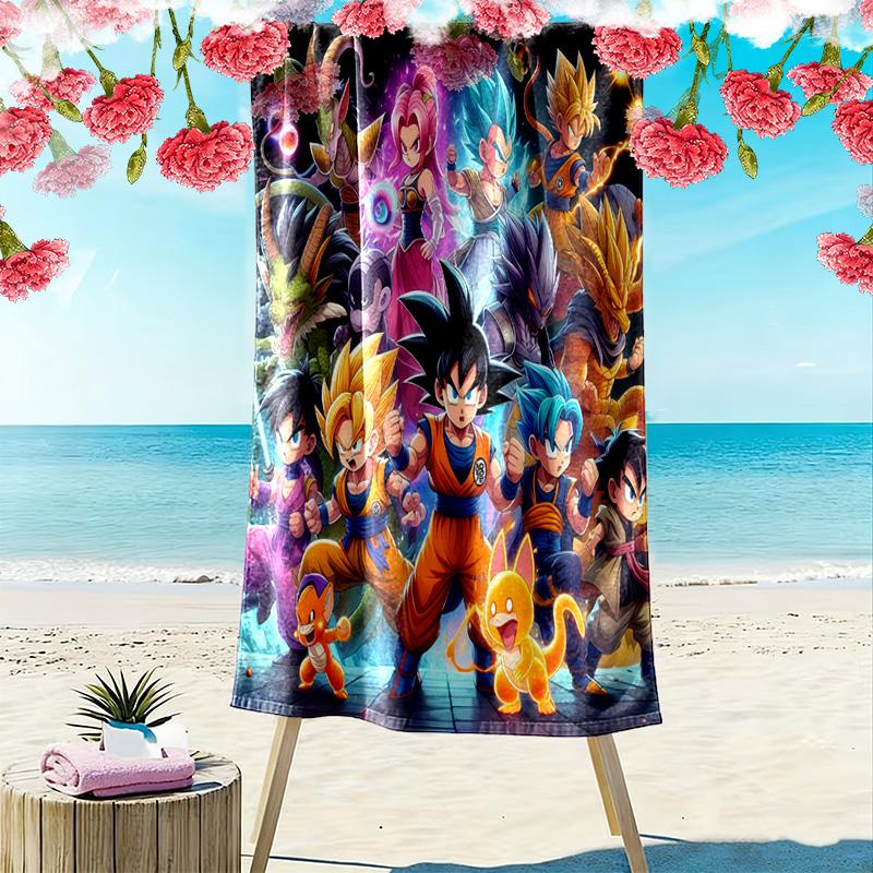 Dragon Ball Super Print Beach Towel, Large Soft Quick Dry Towel for Beach Camping Swimming