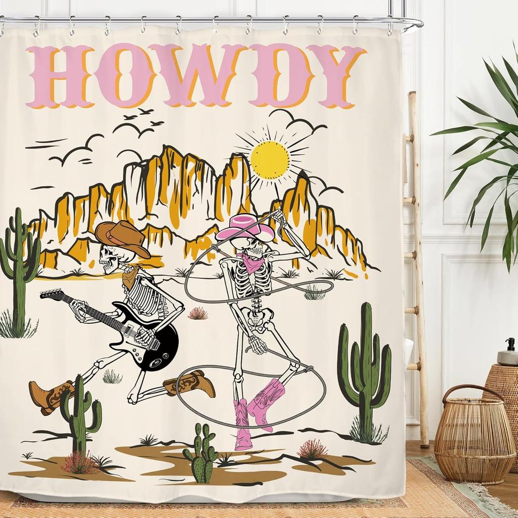 Witchy Gothic Shower Curtain - Moon Phase & Teal Wildflower Design,Mysterious Night Botanical Polyester,60x71 Inch with 12 Hooks