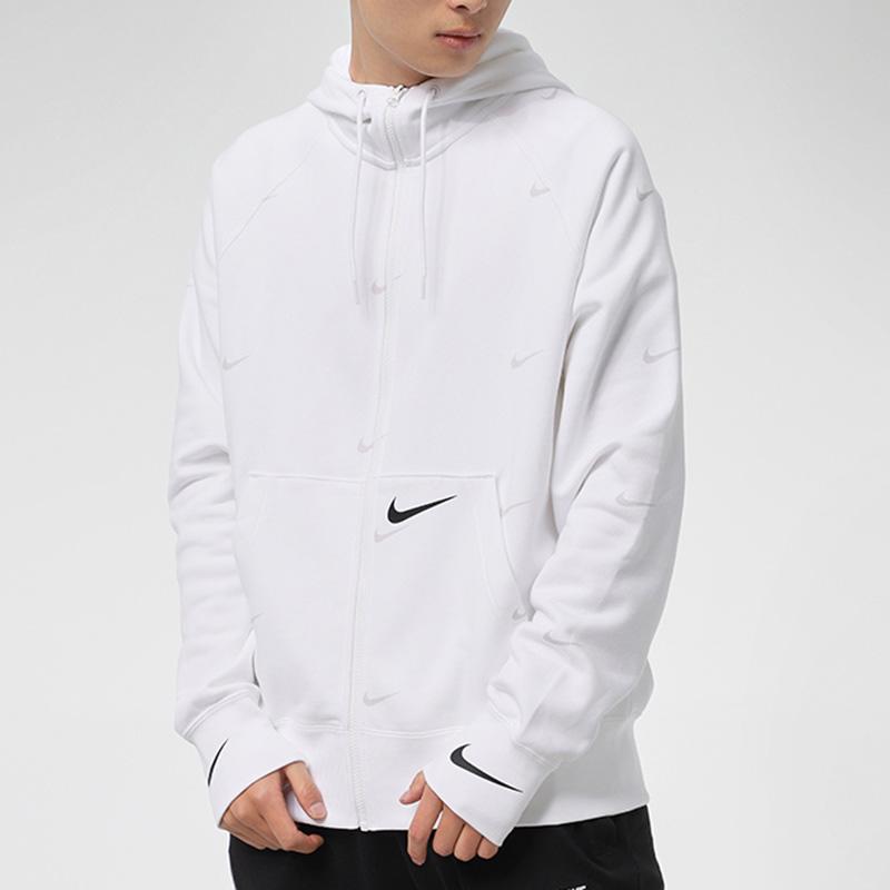 Nike Sportswear Swoosh Fleece-Lined Training Windbreaker Jacket Men Outerwear White DA0083-100