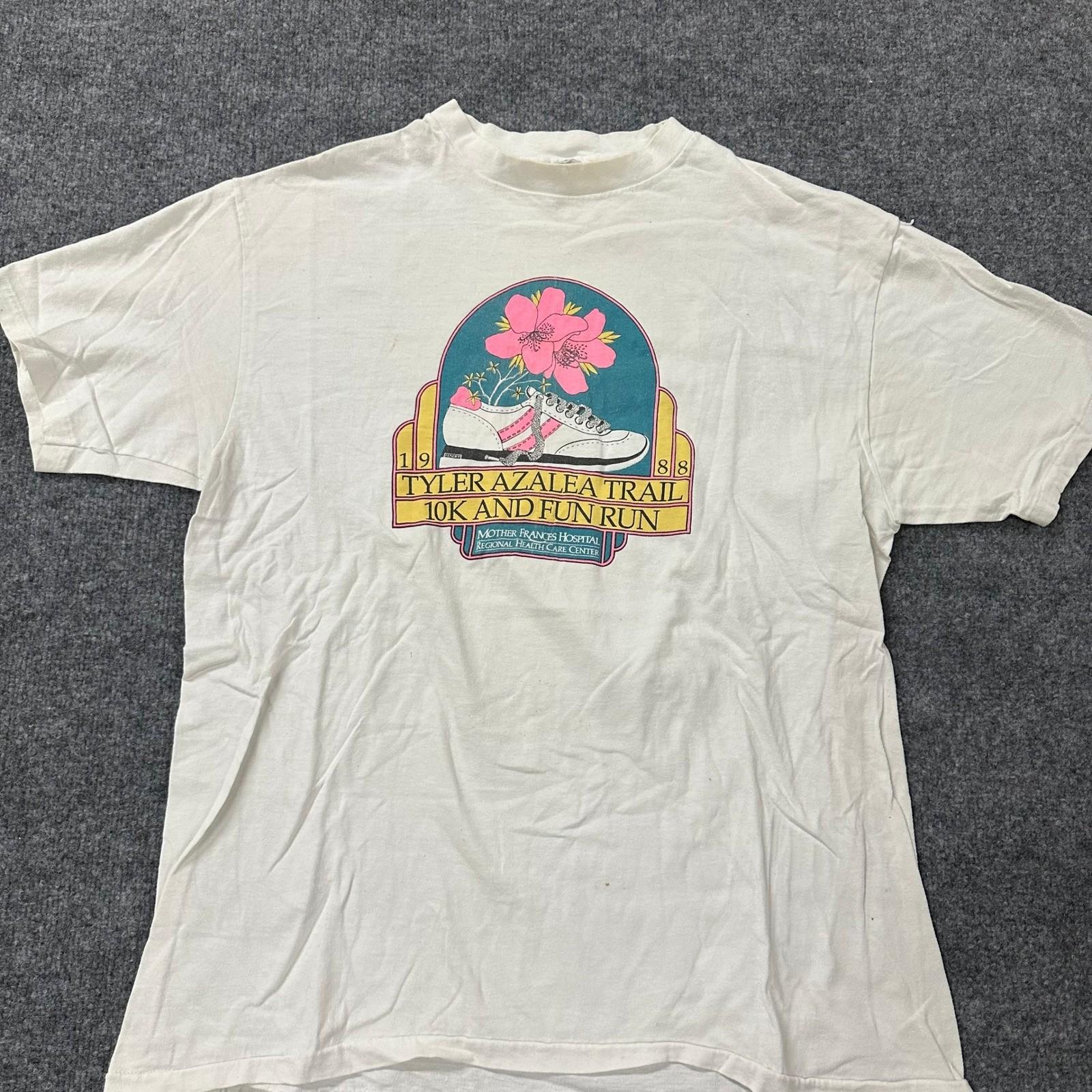 Hanes T-Shirt Mens XL White Vintage 1988 Tyler Azalea Trail 10K Graphic XXXL