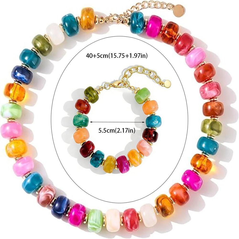 Candy Color Women Choker Large Clavicle Chain Aesthetic Beaded Necklace Jewelry Gift