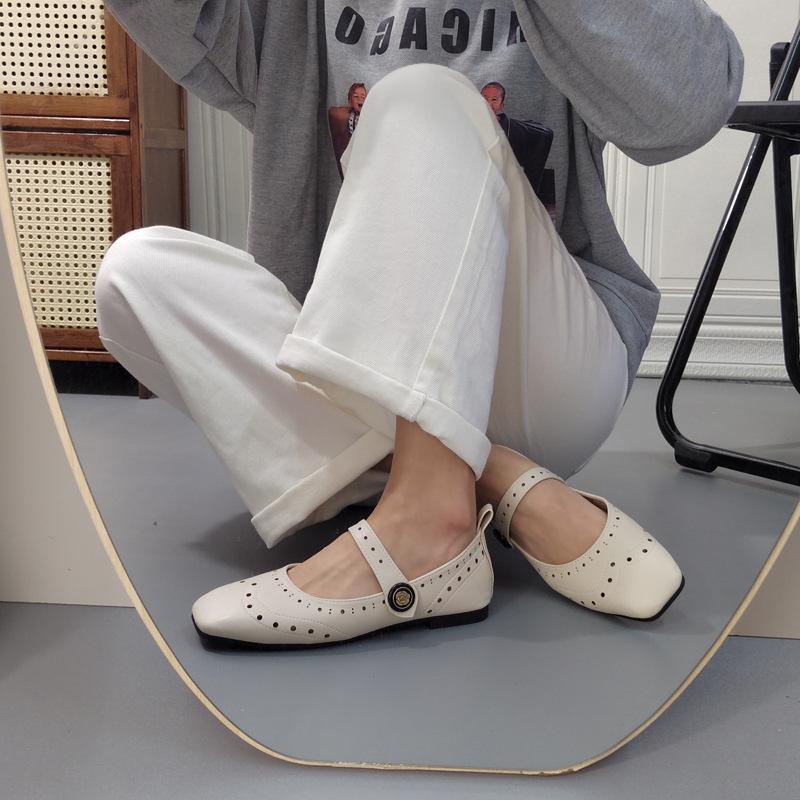 Fashion IPPEUM Women Mary Janes Shoes For Women PU Leather Black Vintage Retro Ballet Flats
