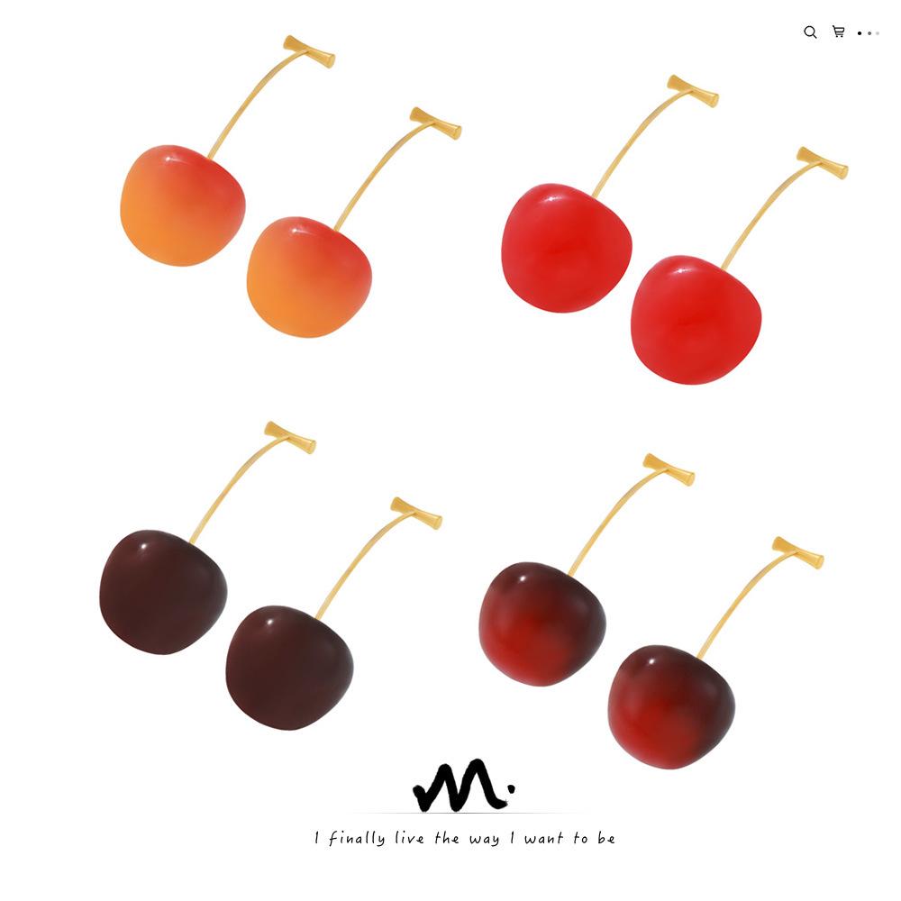 

Элегантные серьги-капли с вишней для женщин - нержавеющая сталь и смола красный/глубокий