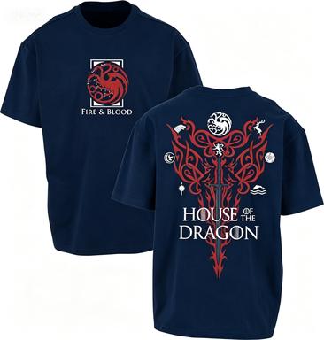 House of The Dragon3 2026 Double Sided Targaryen Sigil Fantasy Series Fan Pure Cotton Short Sleeve Casual T-Shirt