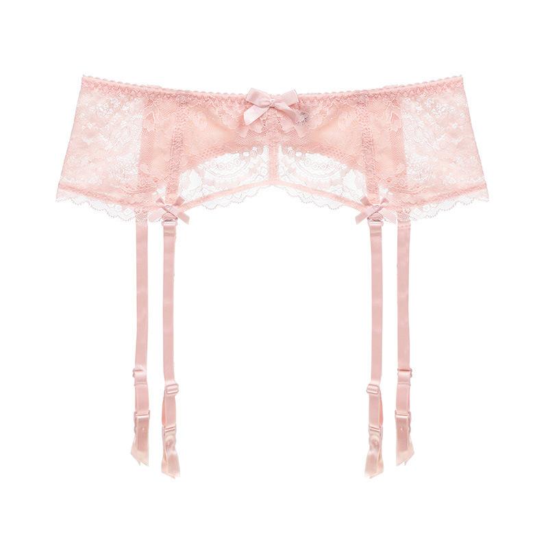 Damen Sexy Dessous Große Größen Spitze Strumpfhalter Hosenträger Unterwäsche, Verstellbarer Doppelreihen-Taillengürtel für Strümpfe, Stil 0369 rosa