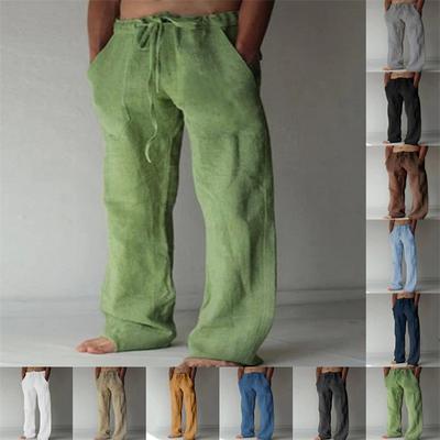 Pantaloni da uomo in cotone e lino Jogger Pantaloni della tuta Casual Stampa Taglie forti Larghi Gamba larga Pantaloni da uomo Pantaloni casual