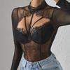 Sexy Lace-Stitched Shaping Jumpsuit with Removable Chest Pad - European & American Fashion Top