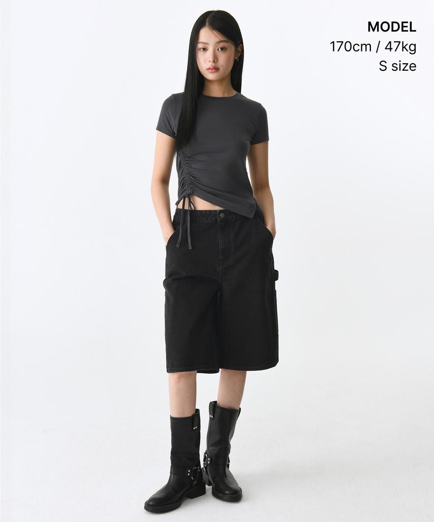 MUSINSA STANDARD WOMAN Women'S Tencel Side Luchid T-Shirt [Dark Grey]