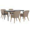 3156730 vidaXL Mobilier de salle à manger de jardin et coussins 5 pcs Marron