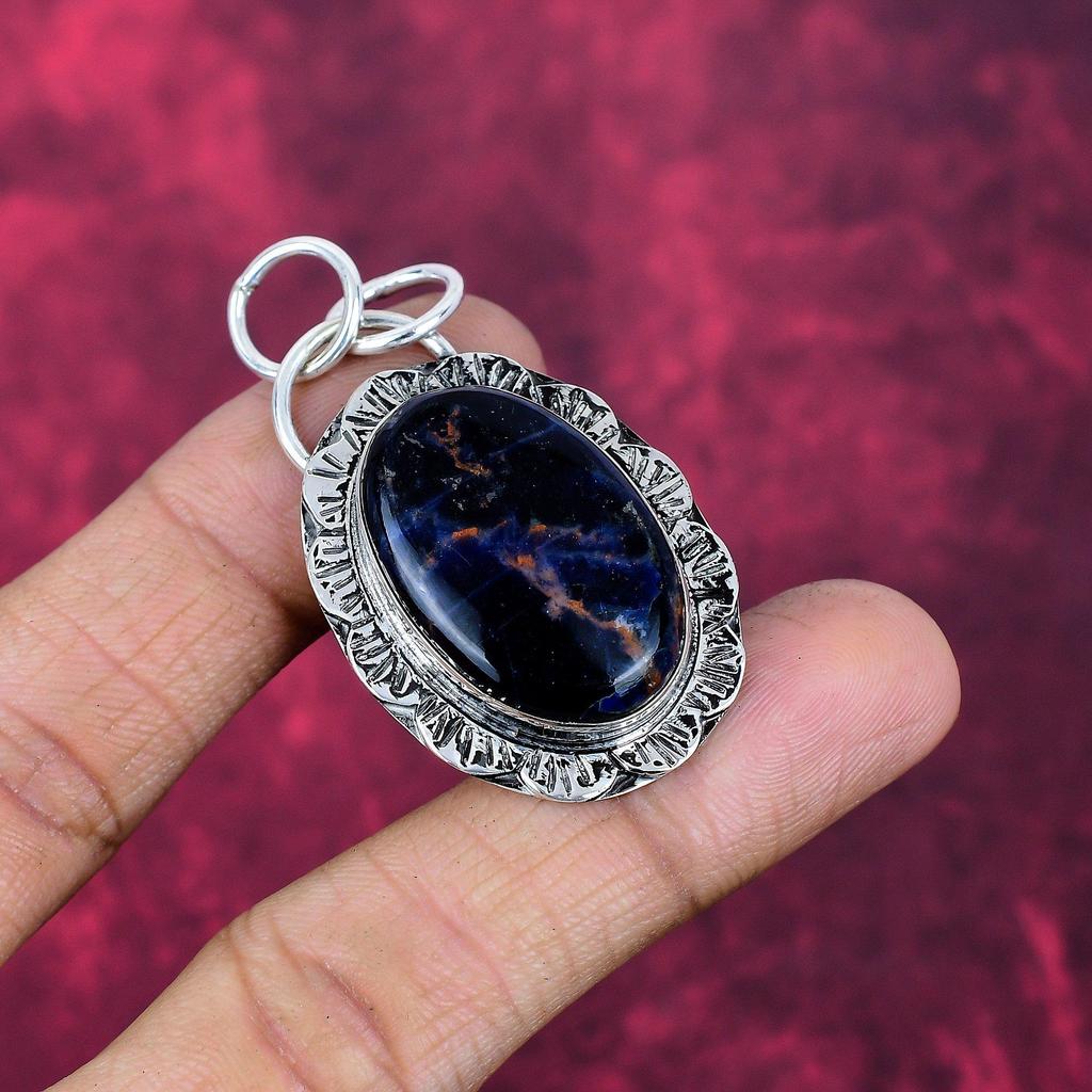Sodalite Handmade Gemstone Pendant, 925 Solid Sterling Silver Pendant Antique Jewelry, Pendant For Engagement Gift