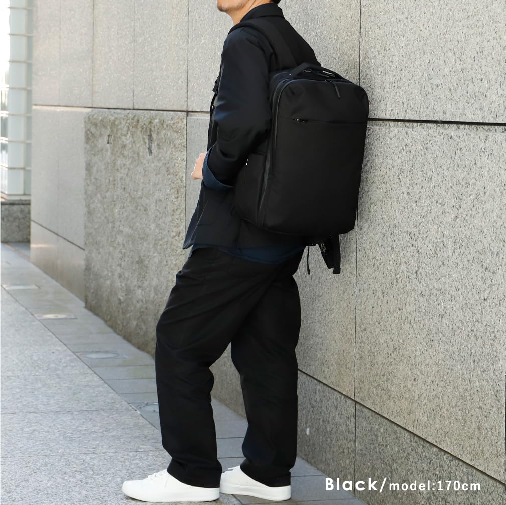 Vita Felice Business Backpack with Smartphone Pouch for Men [VITAFELICE] inb-10206z (Black)