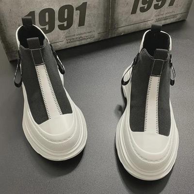 Atmungsaktive High-Top-Plateauschuhe aus Canvas im koreanischen Stil für den Sommer für Herren
