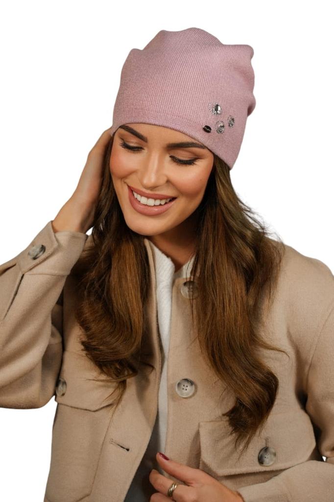 Women' Hat with Rhinestone Ornament Fall/Winter Color Rose Kamea-Marcus