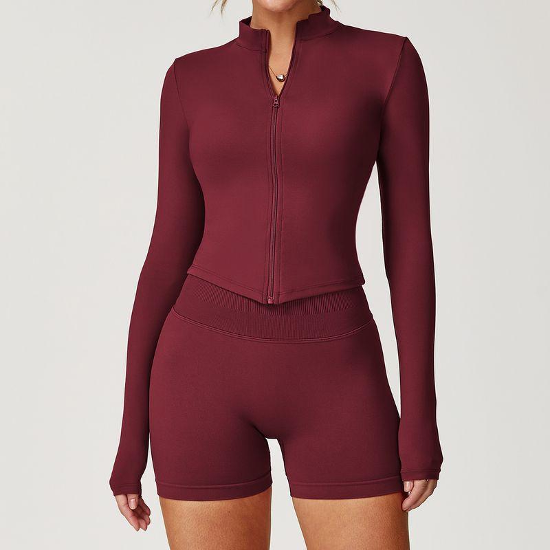 Guangzhou Zechuang Clothing Co., Ltd. Quick-Drying Nude Feel Fitness Outwear Women's Zipper Outwear Running Sports Tight