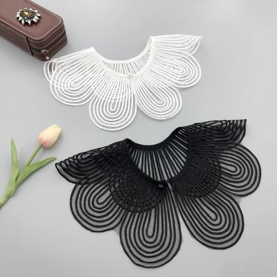 Elegant Pearl Button Detachable Fake Collar Solid Color Breathable False Collar Shawl Shoulder Wraps Lace Detachable Collar