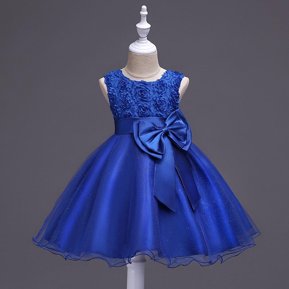 

Сукня для дівчинки в корейському стилі з квітковим принтом та рукавами-буфами, з бантом для малюків - Костюм для вечірнього виступу 110 cm