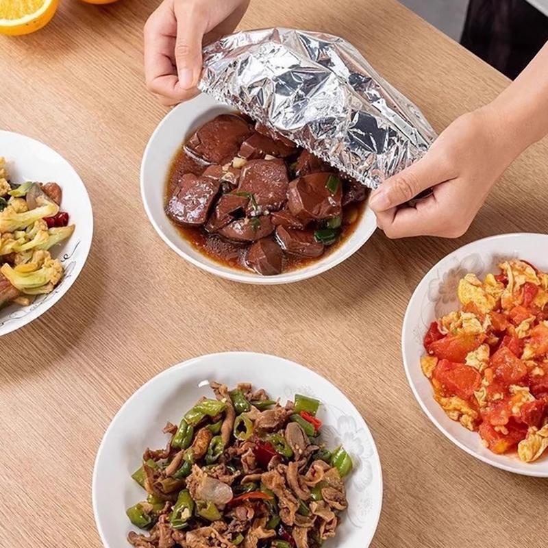 Coperture Alimentari per Ciotole e Piatti da Cucina - Conservazione per la Cucina - 20/100 Pezzi - Coperture Isolanti Riutilizzabili in Foglio di Alluminio - Ecologiche