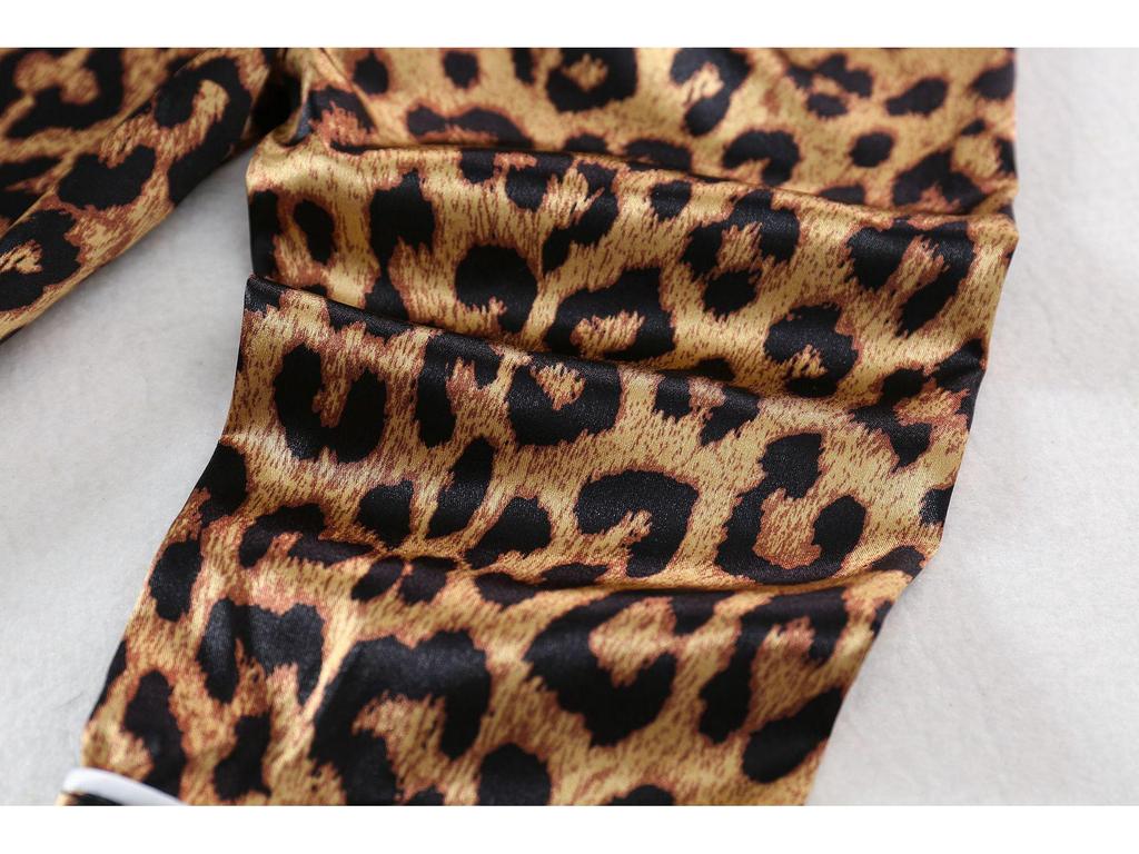 Leopard Print Silk Pajama Set - Long Sleeve for Children (Spring to Autumn)