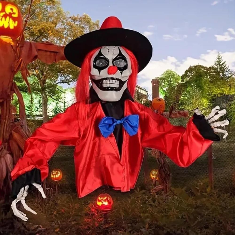 Halloween Decoration Glow in the Dark Clown Ghost Hanging Prop for Haunted House Indoor Outdoor Scary Party Horror Scene Decor