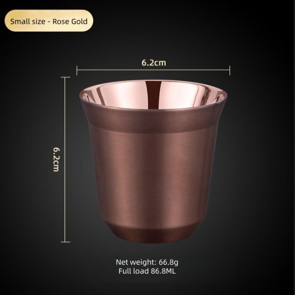 

304 Stainless Steel Mini Coffee Cup, Double Layer Small Capacity Insulated Cup for Daily & Outdoor Use KFS-020 80ml рожевий колір золота