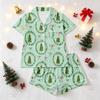 Women's Christmas Pajama Set Short Sleeve Button Down Shirt and Shorts Sleepwear