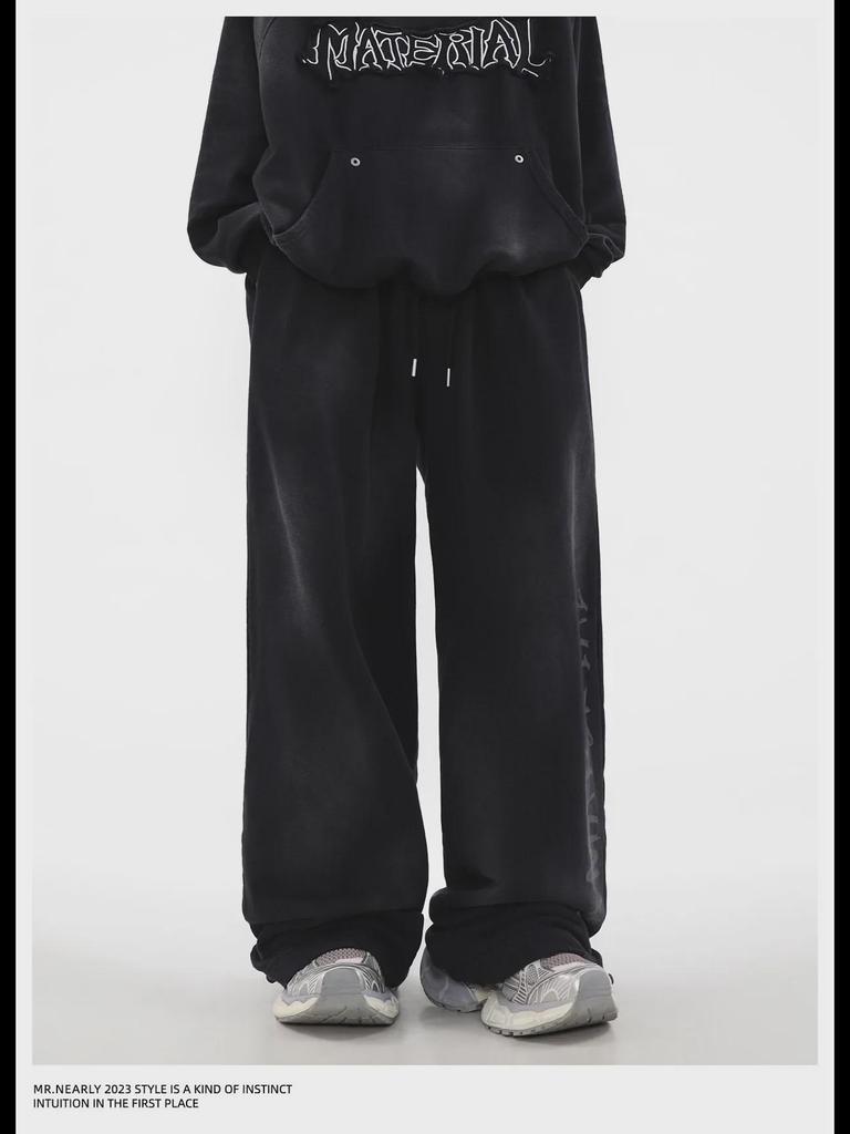 Men's Retro Graffiti Casual Pants - Spring/Autumn Dirty Wasteland Style Long Pants