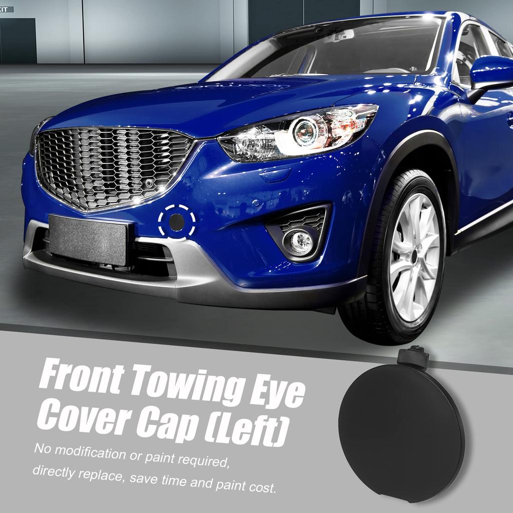X AUTOHAUX Tow Eye Cover Cap Tow Hook Front Bumper Black Fits KD4550A12BB Mazda,