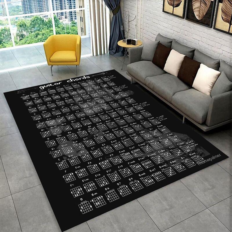 Muziektheorie Tafel Piano Gitaar Akkoorden Groot Vloerkleed Antislip Tapijt voor Slaapkamer Woonkamer Bank Deurmat Huis Decoratie Vloermat