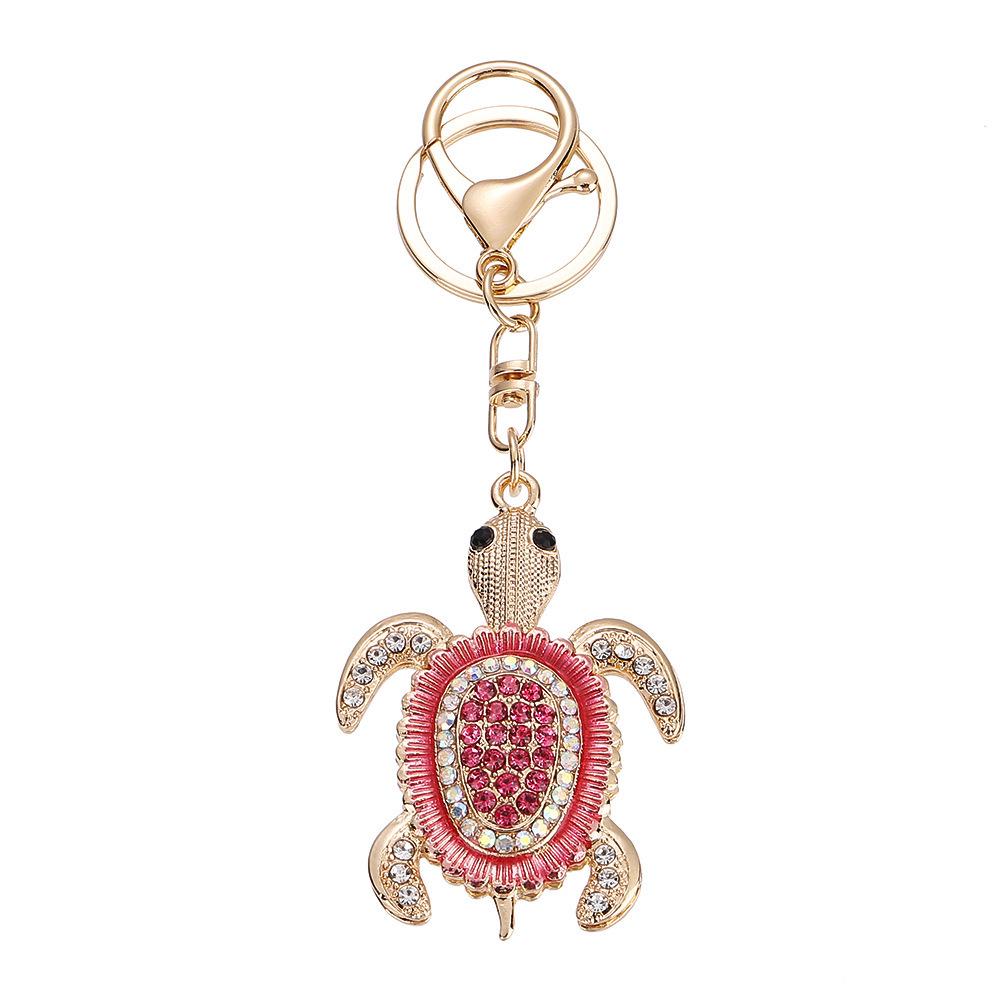 Diamond-Studded Long-Lived Turtle Keychain - Cute Little Turtle Metal Pendant for Backpacks