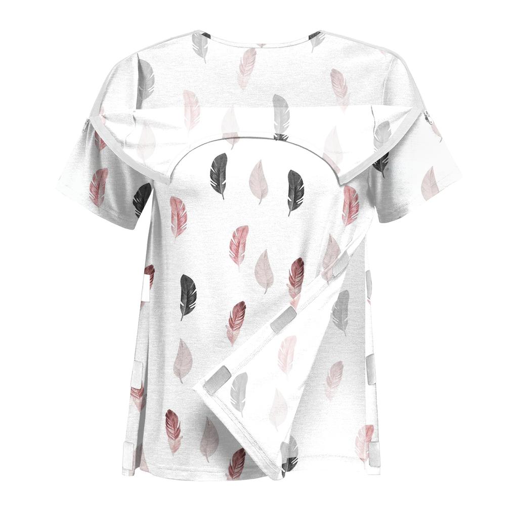 Womens Spring Tops Asymmetrical Neckline Summer Shirts for Women Floral Print Womens Summer Shirts Short Sleeve Comfortable Style