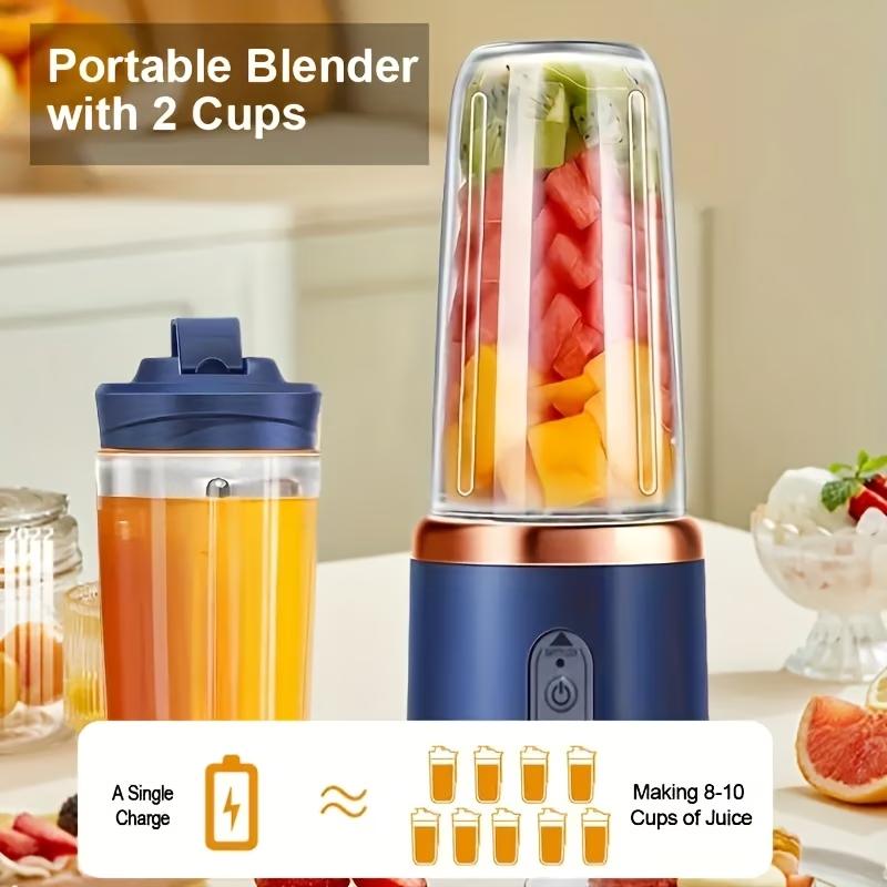 2-Cup Electric Juicer Blender Mixer Mini Wireless Portable Home USB Rechargeable 6-Blade Gift Juice Cup Multifunctional Juicer, Juice Cup, Kitchen