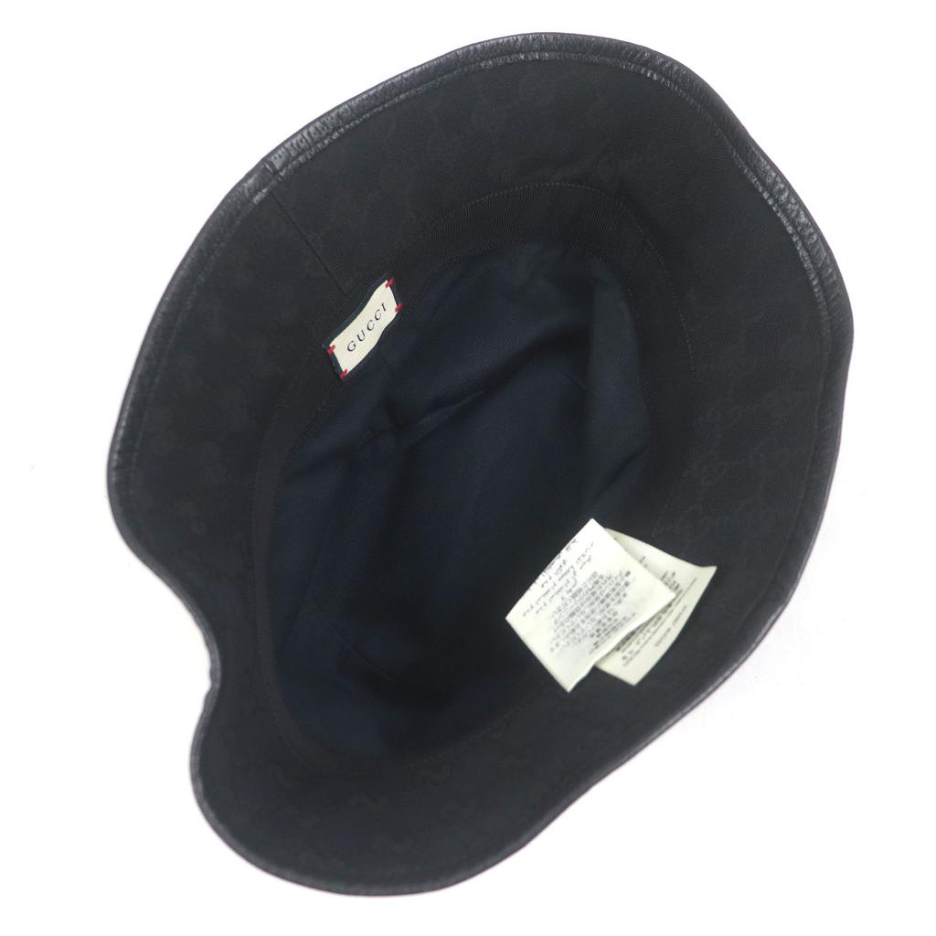 Great GUCCI Hat GG Canvas GG Marmont Bucket Black Polyester Mens 576587 Used