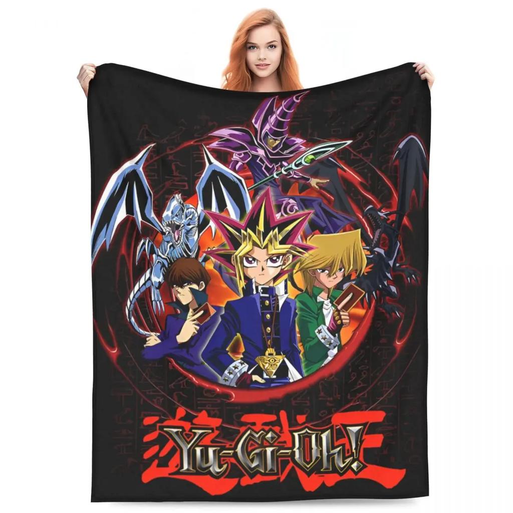 Blauäugiger Weißer Drache Decken Japanischer Anime Yu-Gi-Oh Flauschig Lustig Warme Überwurfdecke für Zuhause Restaurant Winter