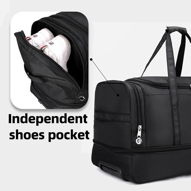 New Foldable Large-capacity Pull Rod Expansion Handbag Oxford Pull Rod Bag Multi-layer Storage Travel Bag Unisex Moving Bag